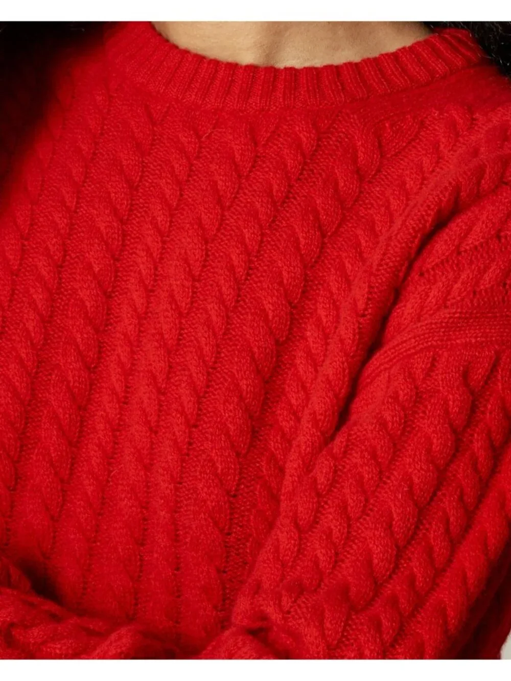 NWT J.Crew Perfect Cashmere Cable-knit Crewneck Sweater in Radiant Ruby Red S